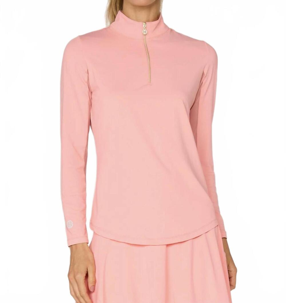 NEW G LIFESTYLE long sleeve mock top in melon